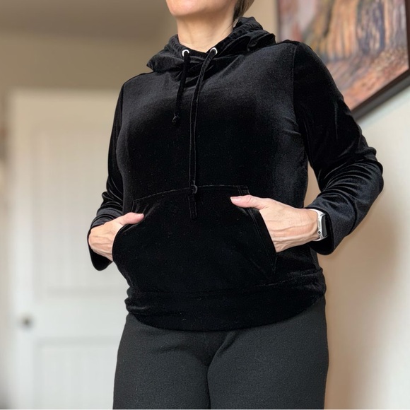 stacy london Tops - By Stacy London Velvet Black Hoodie